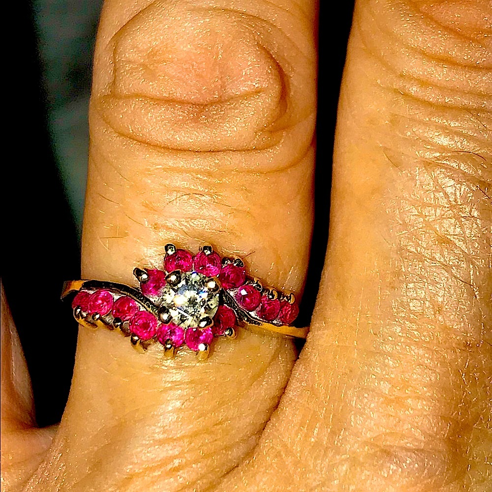 14kt yellow gold Ruby &1/4 Ct Diamond Ring - Picture 6 of 9